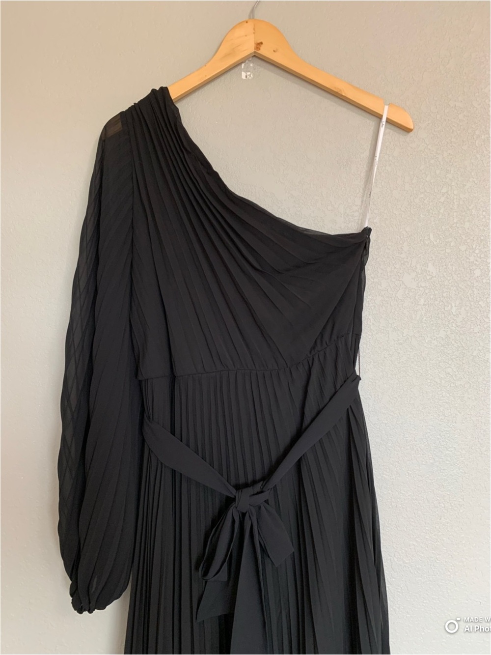 Lulus XL Divine Charm Black Pleated One Shoulder Maxi Dress NWT Formal Evening - Picture 5 of 17
